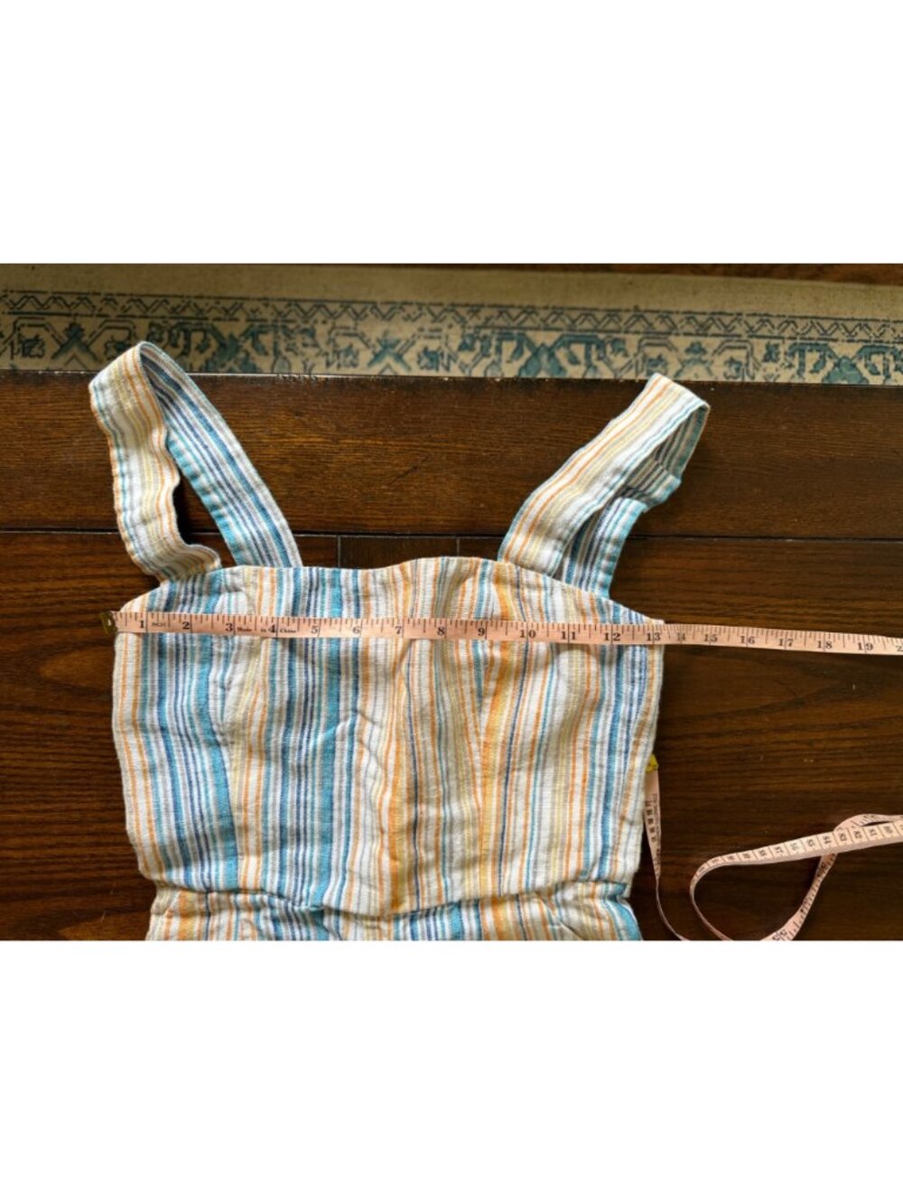 Reformation Island Striped Linen Romper Square Neck Smock Back Marbella Striped - Picture 8 of 12